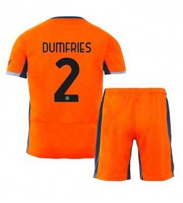 Inter Milan Denzel Dumfries #2 Tercera Equipación Niños 2023-24 Manga Corta (+ Pantalones cortos)